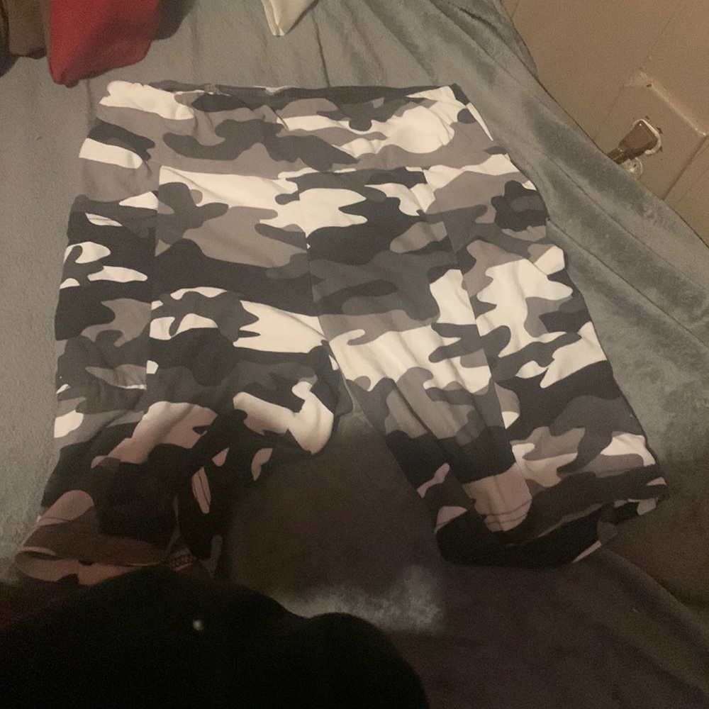 Black and white and gray biker shorts